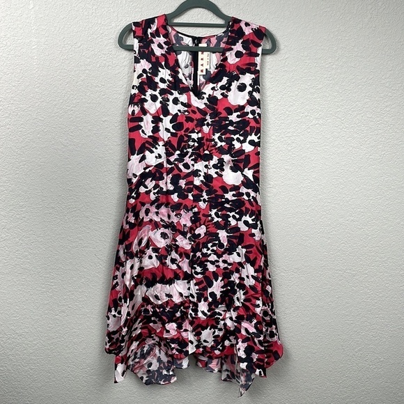 Marni Stampe Bright Pink Silk Dress in Raspberry Watercolor Floral Sz 38 - Picture 2 of 15